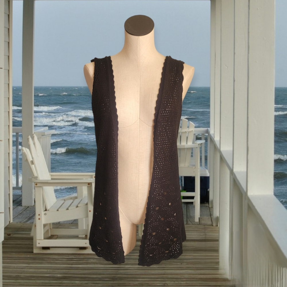 Black Crochet Vest